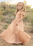 Princess Girls Lace Cotton Long Dresses Baby Kids Flower Girl Wedding Birthday Party