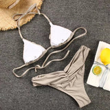 Sexy Micro Bikinis Women Halter Brazilian Bikini Set Female Pleated Swimsuit New Triangle Swimwear Beach Wear Bathing Suit