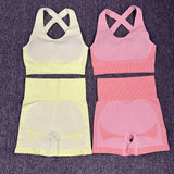 2 Piece Yoga Set Sportswear Fitness Gym Suit Vital Seamless Sport Yoga Set High Waist Shorts