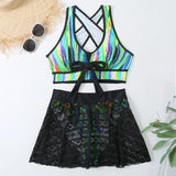 Two Pieces Swimsuit Women With Skirt High Waist Swimwear Female Push Up Bathing Suit