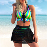 Two Pieces Swimsuit Women With Skirt High Waist Swimwear Female Push Up Bathing Suit