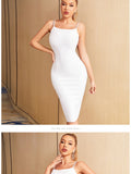 New Summer Spaghetti Strap Backless Bandage Dress For Women 2022 Sexy Diamonds Celebrity Club Evening Runway Party Dresses