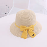 New Children Straw Hats Leisure Ribbon Bow Hat Outdoors Anti-UV Sun Hat For Girls