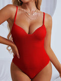 Sexy One Piece Swimsuit Women Push Up Swimwear Female Thong Monokini Solid Backless Bathing Suit