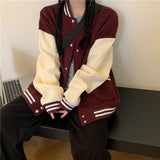 Autumn Women Baseball Jacket Casual Loose Pocket Printed Oversize Bomber