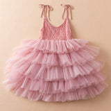 Little Girls Summer Dress for Kids Princess Birthday Party Gown Lace Sling Tutu