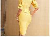 New Summer Women Bandage Dress Sexy Short Puff Sleeve Elegant Ruffles Evening Club Celebrity Party Midi Bodycon Dress