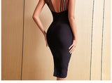 New Summer Women's Midi Bodycon Bandage Dress Sexy Sleeveless Black Celebrity Evening Night Club Party Lady Dress Vestidos