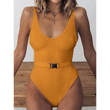 New Sexy Female Swimsuit Vintage One Piece Ruffled Push Up Solid Red Swimwear  Monokini Padded Bathing Suits