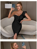 New Summer Women Bandage Dress Sexy One Shoulder Ruffles Bodycon Club Dresses Vestidos Celebrity Evening Party Dress