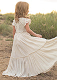 Princess Girls Lace Cotton Long Dresses Baby Kids Flower Girl Wedding Birthday Party