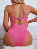 Sexy One Piece Swimsuit Women Push Up Swimwear Female Thong Monokini Solid Backless Bathing Suit