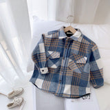 Fashion Baby Girl Boy Plaid Shirt Jacket Cotton Child Shirt Thick Wool Loose Outfit Winter Spring Fall Baby Casual