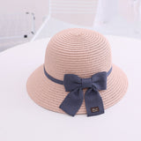 New Children Straw Hats Leisure Ribbon Bow Hat Outdoors Anti-UV Sun Hat For Girls