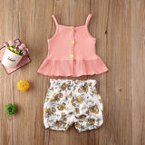 1-5 Years 2Pcs Kids Baby Girl Clothes Sleeveless Tops+Flower Shorts 2PCS Summer Vest Child Girl Outfit Set