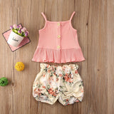 1-5 Years 2Pcs Kids Baby Girl Clothes Sleeveless Tops+Flower Shorts 2PCS Summer Vest Child Girl Outfit Set