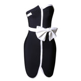 Patchwork Mini Bandage Dress Black Bow Strapless Bodycon Summer Sexy Elegant Club Celebrity Evening Party Dresses